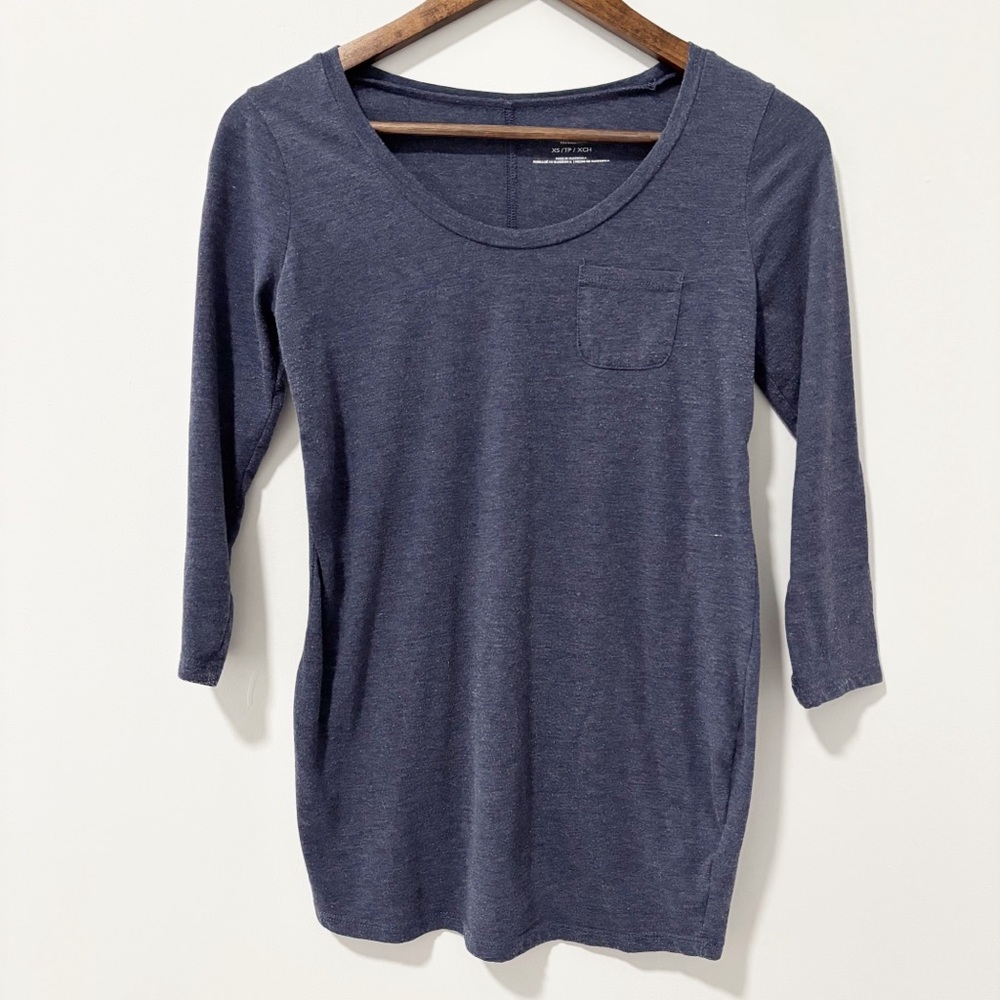 Motherhood Womens Top Blue Fitted 3/4 Sleeve Maternity‎ Size XS